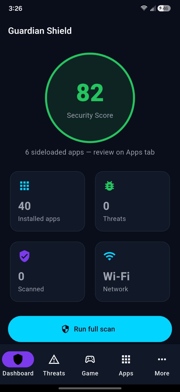 Guardian Shield — More features screen
