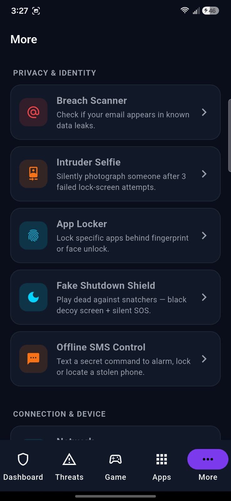 Guardian Shield dashboard — Security Score